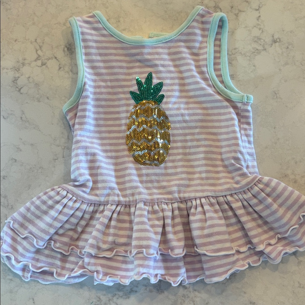 Striped Ruffle shirt with Pineapple Design